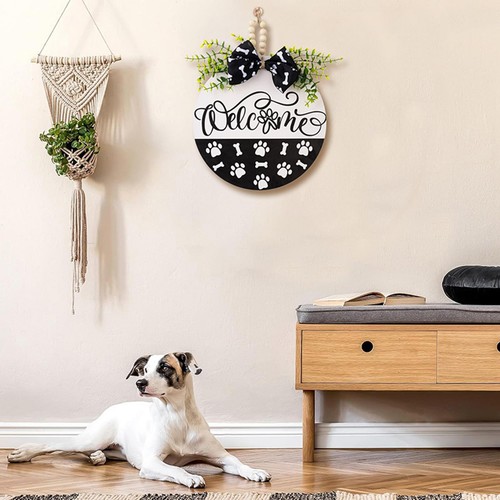 Artificial welcome wreath - welcome,