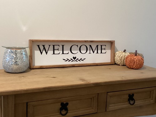 Welcome framed wooden sign - wooden,