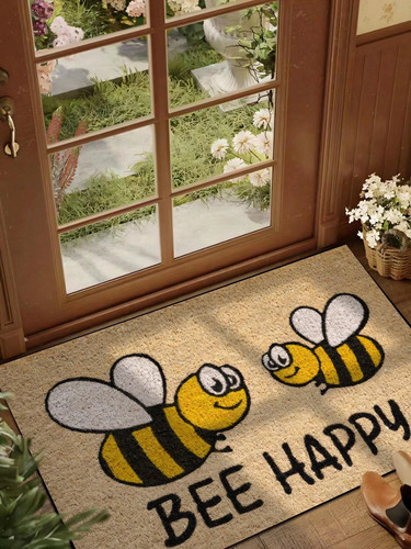 Cute smiling bee welcome mat - cute,