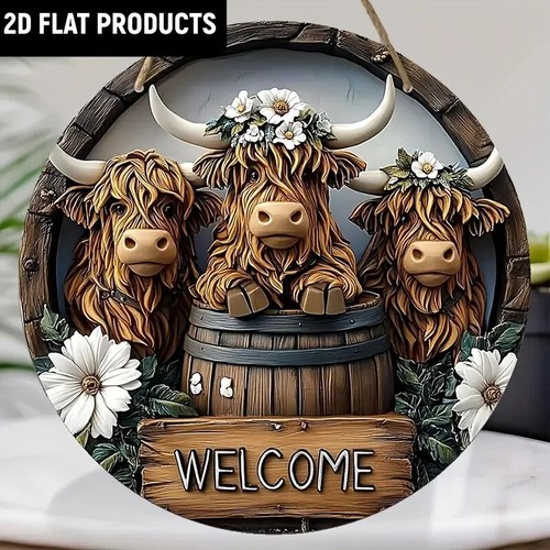 Highland cow welcome vintage - highland,
