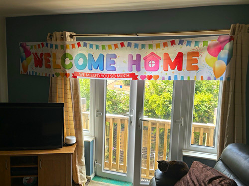 Welcome home party - party, banner
