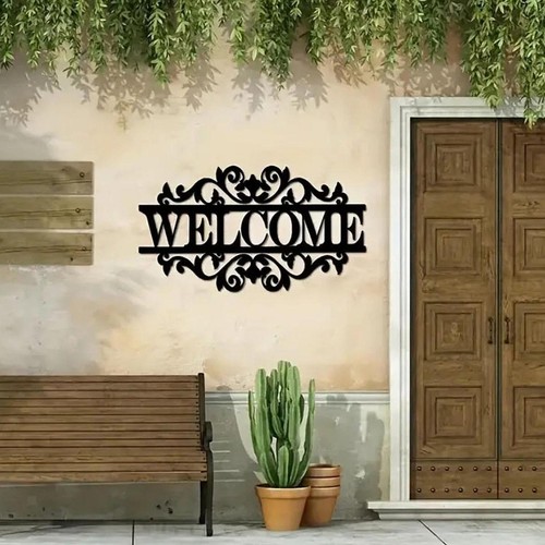 Metal welcome door - welcome,