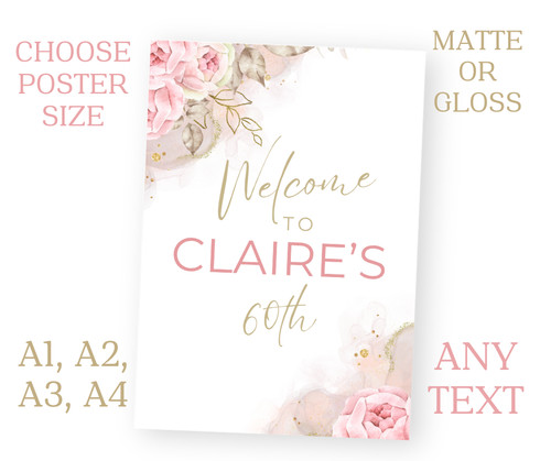 Personalised pink flowers - personalised,