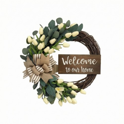 Floral wreath with welcome - floral,