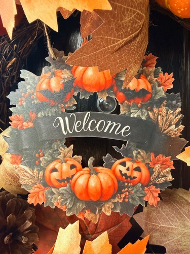 Colourful autumn welcome sign - colourful,