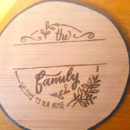 Round beige wooden decorative - round,