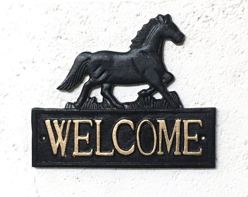 Welcome sign horse - cast, iron