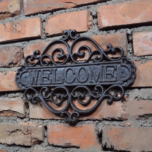 Cast iron welcome sign - cast,