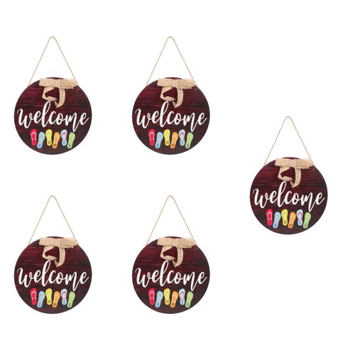 5pcs wooden welcome signs - welcome,