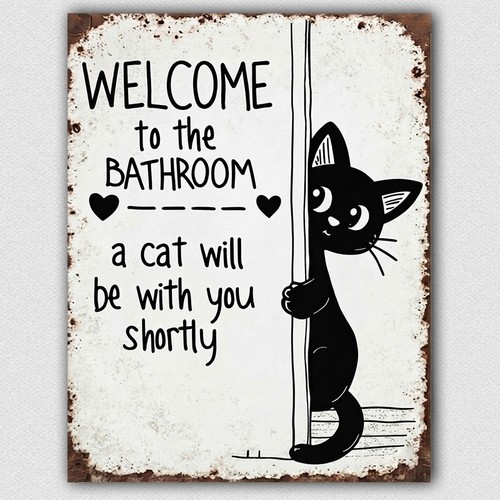 Funny black cat welcome - funny,
