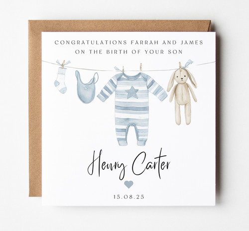 New baby boy card - new,
