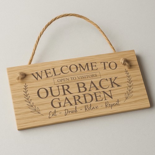 Back garden sign engraved - back,