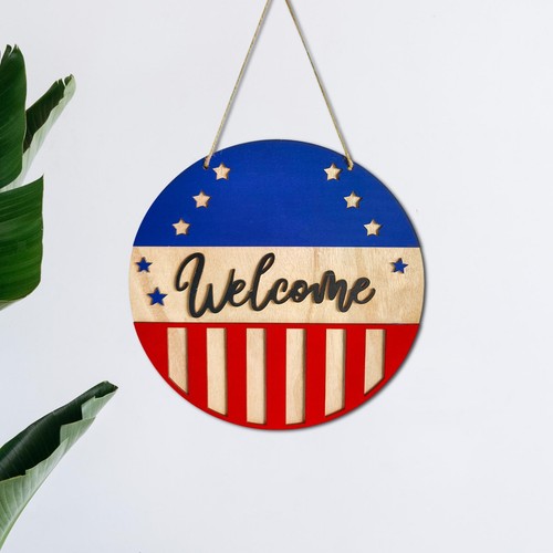 4th july welcome door sign - of,